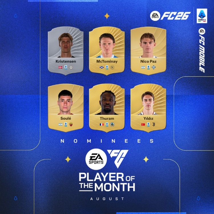 开云官网-意甲八月最佳球员候选名单公布：麦克托米奈、小图拉姆、伊尔迪兹与帕斯入围